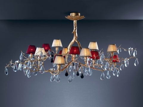 DIAMOND LIGHTING ĐÈN CHÙM SERIP PHA LÊ TÂN CỔ ĐIỂN VÀNG TRẮNG ĐỎ - DCSR 958