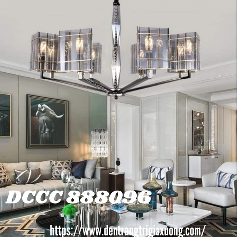 DIAMOND LIGHTING ĐÈN CHÙM THỦY TINH HIỆN ĐẠI ĐEN XÁM - DCCC 8888096