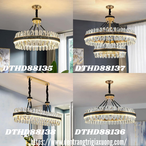 DIAMOND LIGHTING ĐÈN CHÙM PHA LÊ CAO CẤP HIỆN ĐẠI VÀNG TRẮNG - DTHD 88135