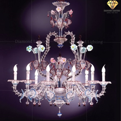 DIAMOND LIGHTING ĐÈN CHÙM THUỶ TINH CỔ ĐIỂN BẠC TRẮNG - DC 502