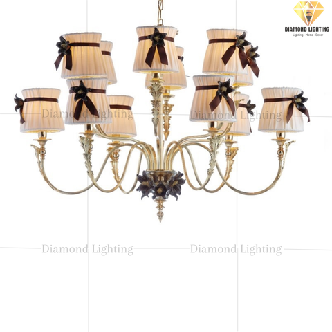 DIAMOND LIGHTING ĐÈN CHÙM HỢP KIM LUXURY CỔ ĐIỂN VÀNG ĐEN - DC 1850/CH12