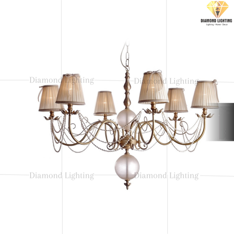 DIAMOND LIGHTING ĐÈN CHÙM HỢP KIM LUXURY CỔ ĐIỂN VÀNG TRẮNG - DC 1794 / CH6