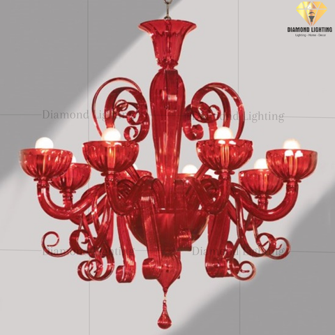 DIAMOND LIGHTING ĐÈN CHÙM THUỶ TINH CỔ ĐIỂN ĐỎ - DC 311