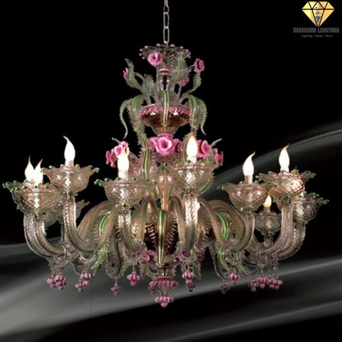 DIAMOND LIGHTING ĐÈN CHÙM THUỶ TINH CỔ ĐIỂN VÀNG TRONG SUỐT - DC 016L12
