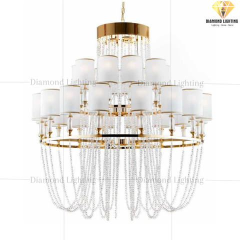 DIAMOND LIGHTING ĐÈN CHÙM PHA LÊ LUXURY TÂN CỔ ĐIỂN VÀNG TRẮNG - DC 1703/CH24