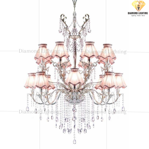 DIAMOND LIGHTING ĐÈN CHÙM HỢP KIM CỔ ĐIỂN BẠC HỒNG - DC 1689/CH16