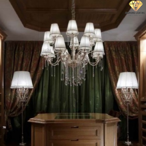 DIAMOND LIGHTING ĐÈN CHÙM HỢP KIM CỔ ĐIỂN BẠC TRẮNG - DC 1879/CH16