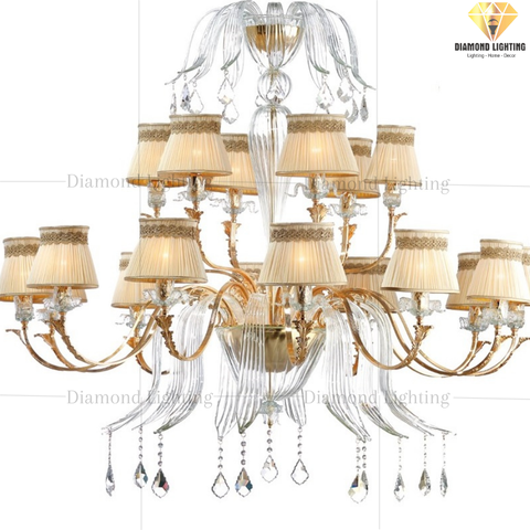 DIAMOND LIGHTING ĐÈN CHÙM GENZIANA THUỶ TINH CỔ ĐIỂN VÀNG TRẮNG - DC 1845/CH18