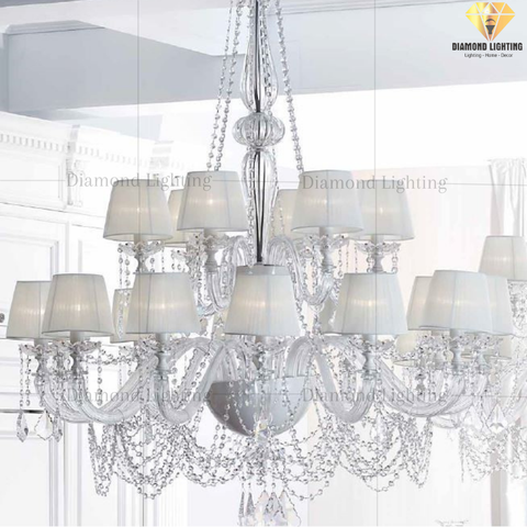 DIAMOND LIGHTING ĐÈN CHÙM PHA LÊ LUXURY CỔ ĐIỂN TRẮNG - DC 1797/CH18