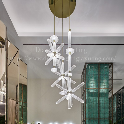 DIAMOND LIGHTING ĐÈN CHÙM THUỶ TINH NGHỆ THUẬT HIỆN ĐẠI VÀNG TRẮNG - DCNT 6638