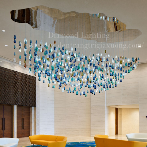 DIAMOND LIGHTING ĐÈN CHÙM THIẾT KẾ PHA LÊ HIỆN ĐẠI TRẮNG XANH - DCNT 6648