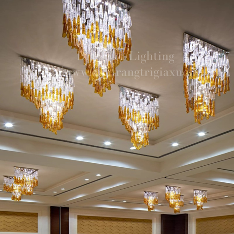 DIAMOND LIGHTING ĐÈN CHÙM ỐNG THUỶ TINH HỔ PHÁCH HIỆN ĐẠI TRẮNG VÀNG - DCNT 6649