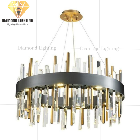 DIAMOND LIGHTING ĐÈN CHÙM BELLARIA PHA LÊ TRÒN HIỆN ĐẠI VÀNG TRẮNG - DCHD 1111L