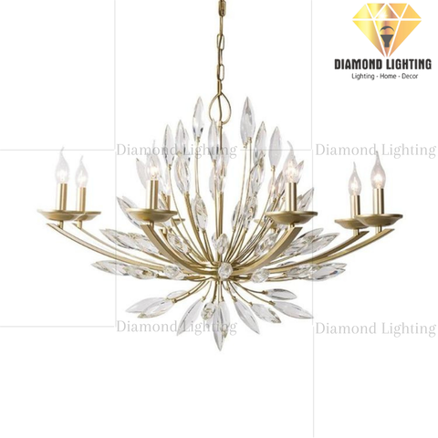 DIAMOND LIGHTING ĐÈN CHÙM LILY PHA LÊ LUXURY HIỆN ĐẠI VÀNG TRẮNG - DCHD 1100G