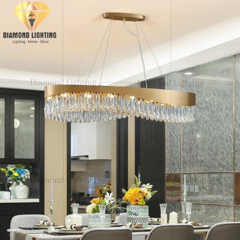 DIAMOND LIGHTING ĐÈN CHÙM AIMEE PHA LÊ OVAL HIỆN ĐẠI TRẮNG VÀNG - DCHD 1200Y