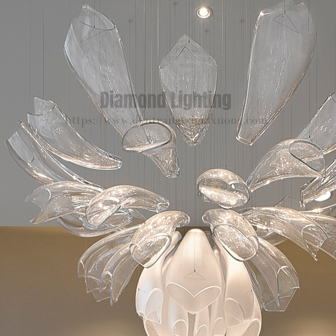 DIAMOND LIGHTING ĐÈN CHÙM THUỶ TINH NGHỆ THUẬT HIỆN ĐẠI TRẮNG - DCNT 6614