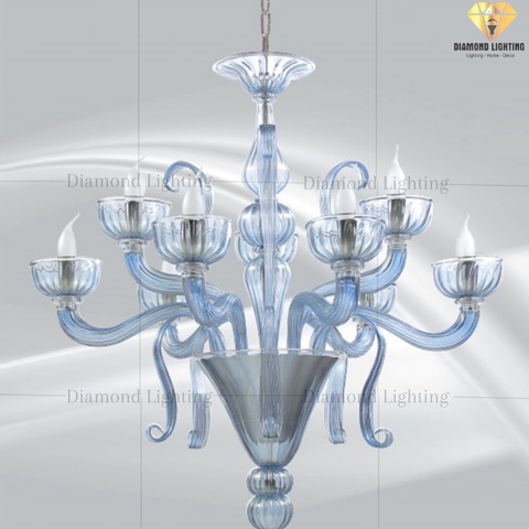 DIAMOND LIGHTING ĐÈN CHÙM THUỶ TINH CỔ ĐIỂN BẠC XANH - DC 09L6+3