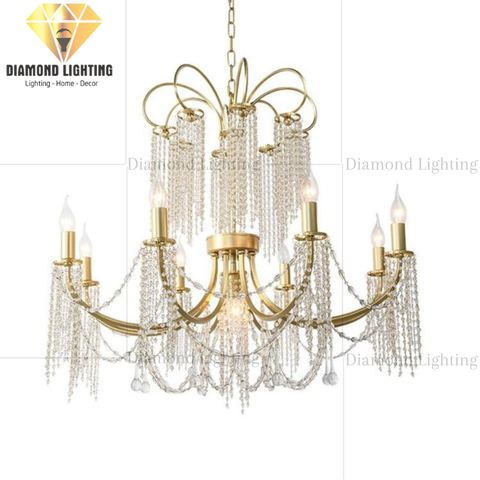 DIAMOND LIGHTING ĐÈN CHÙM GAETANO PHA LÊ TÂN CỔ ĐIỂN VÀNG TRẮNG - DC 1110S