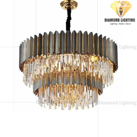 DIAMOND LIGHTING ĐÈN CHÙM LIDKA PHA LÊ HIỆN ĐẠI VÀNG XÁM - DCHD 1100S