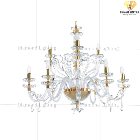 DIAMOND LIGHTING ĐÈN CHÙM NẾN THUỶ TINH CỔ ĐIỂN VÀNG TRẮNG - DC 1792/CH9