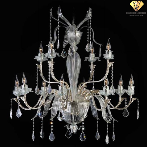 DIAMOND LIGHTING ĐÈN CHÙM NẾN THUỶ TINH CỔ ĐIỂN BẠC TRẮNG - DC 1845/CH12