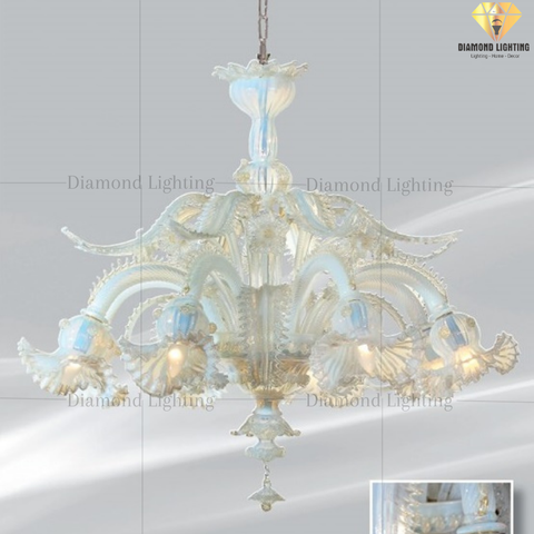 DIAMOND LIGHTING ĐÈN CHÙM THUỶ TINH CỔ ĐIỂN TRẮNG BẠC - DC 601