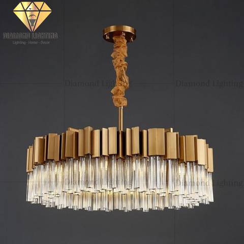 DIAMOND LIGHTING ĐÈN CHÙM JAFARI THUỶ TINH TRÒN HIỆN ĐẠI VÀNG TRẮNG - DCHD 1100I