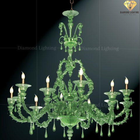 DIAMOND LIGHTING ĐÈN CHÙM THUỶ TINH CỔ ĐIỂN XANH LÁ - DC 518