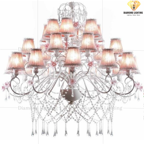 DIAMOND LIGHTING ĐÈN CHÙM PHA LÊ LUXURY CỔ ĐIỂN TRẮNG HỒNG - DC 1628/CH24