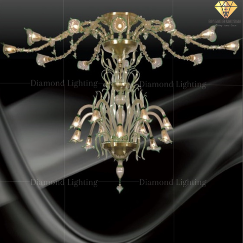 DIAMOND LIGHTING ĐÈN CHÙM THUỶ TINH CỔ ĐIỂN VÀNG XANH - DC 515