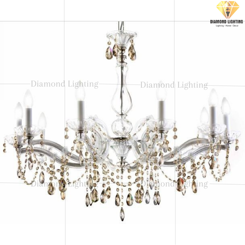 DIAMOND LIGHTING ĐÈN CHÙM PHA LÊ CỔ ĐIỂN TRẮNG - DC 1802/CH10
