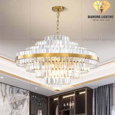 DIAMOND LIGHTING ĐÈN CHÙM PLACIA PHA LÊ HIỆN ĐẠI VÀNG TRẮNG - DCHD 044Z