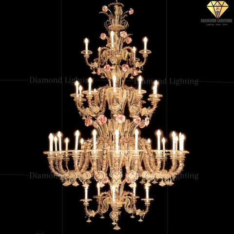 DIAMOND LIGHTING ĐÈN CHÙM THUỶ TINH CỔ ĐIỂN VÀNG - DC 510