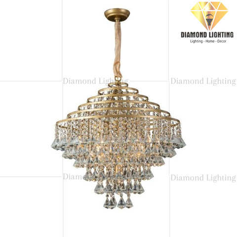 DIAMOND LIGHTING ĐÈN CHÙM MATEO PHA LÊ TÂN CỔ ĐIỂN VÀNG TRẮNG - DC 110Q
