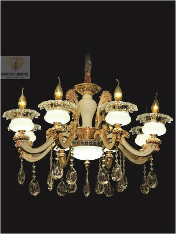 DIAMOND LIGHTING ĐÈN CHÙM PHA LÊ NẾN TÂN CỔ ĐIỂN VÀNG TRẮNG - DCCN8008