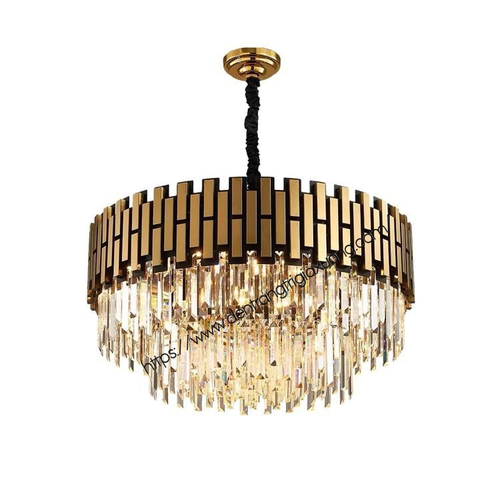 DIAMOND LIGHTING ĐÈN CHÙM TRÒN PHA LÊ HIỆN ĐẠI VÀNG TRẮNG - DCHD 88220