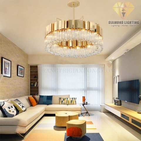 Diamond Lighting Đèn chùm pha lê hiện đại trắng vàng - DPH940