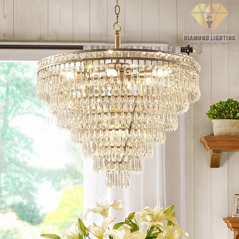 Diamond Lighting Đèn chùm pha lê tân cổ điển vàng xám - DPH840