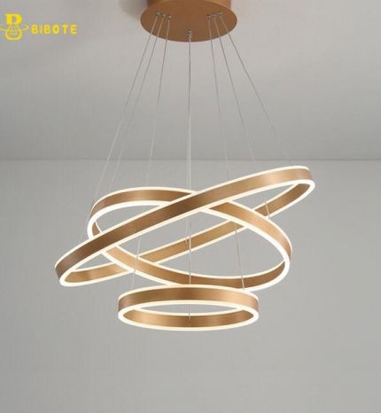 Đèn Thả Hợp Kim 3 Vòng Viền Nâu Hiện Đại DTL00089