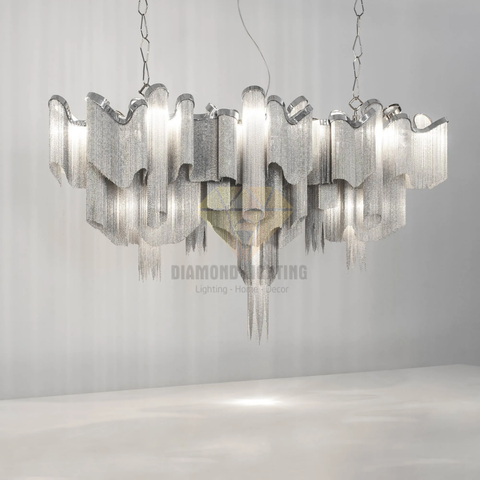 DIAMOND LIGHTING ĐÈN CHÙM PHA LÊ NGANG THIẾT KẾ HIỆN ĐẠI TRẮNG BẠC - DCCC 2211B