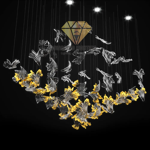 DIAMOND LIGHTING ĐÈN CHÙM LÁ BẠCH QUẢ LUXURY HIỆN ĐẠI VÀNG TRẮNG - DCNT 2203DL