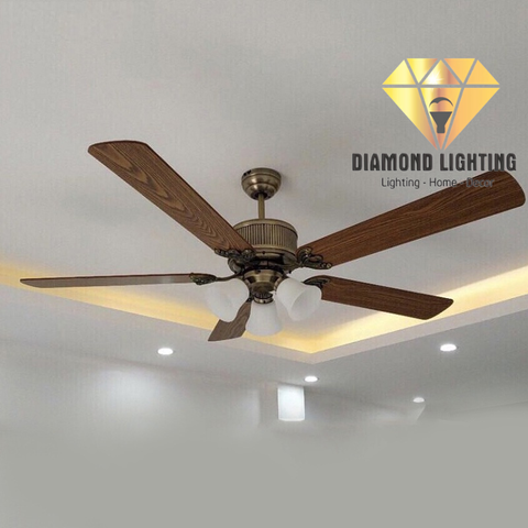 QUẠT TRẦN ĐÈN 5 CÁNH GỖ TÂN CỔ ĐIỂN - QT 9N00
