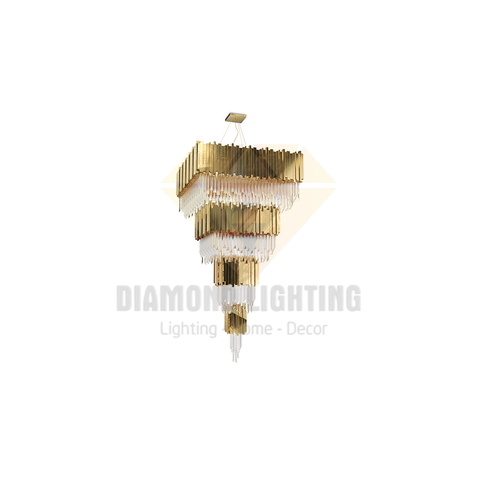 DIAMOND LIGHTING ĐÈN CHÙM PHA LÊ LUXXU CAO CẤP HIỆN ĐẠI VÀNG TRẮNG - DTTT 8812