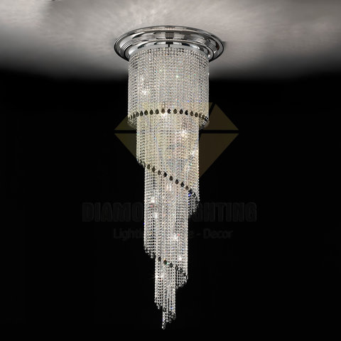 DIAMOND LIGHTING ĐÈN CHÙM PHA LÊ THÔNG TẦNG HIỆN ĐẠI TRẮNG ĐEN - DTTT 8817