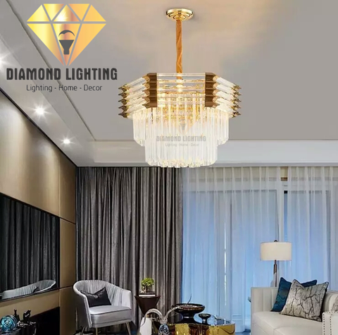 DIAMOND LIGHTING ĐÈN CHÙM PHA LÊ CAO CẤP HIỆN ĐẠI VÀNG TRẮNG - DCCC 2208