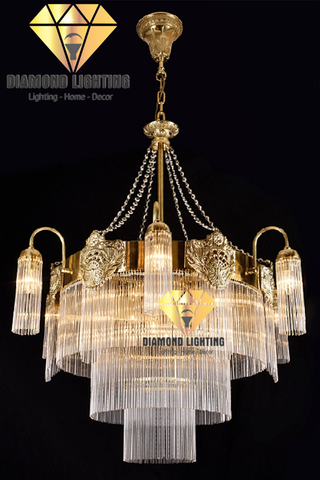 DIAMOND LIGHTING ĐÈN CHÙM PHA LÊ ĐỒNG TÂN CỔ ĐIỂN ITALY VÀNG TRẮNG  - DCCC 2273