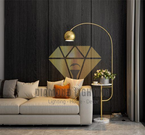 ĐÈN CÂY ĐỨNG GOLD CÓ BÀN TRÀ HIỆN ĐẠI - DCHD 0001
