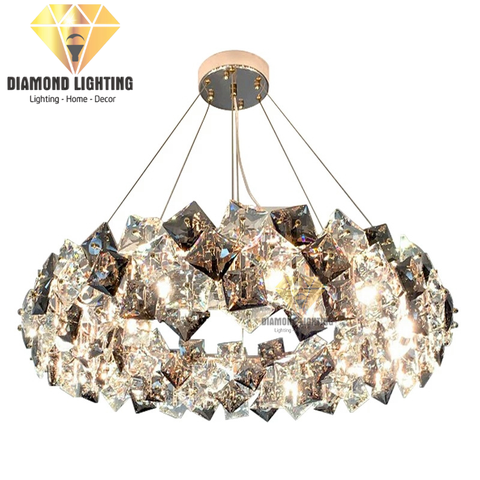 DIAMOND LIGHTING ĐÈN CHÙM PHA LÊ CAO CẤP HIỆN ĐẠI VÀNG TRẮNG XÁM - DCCC 2277