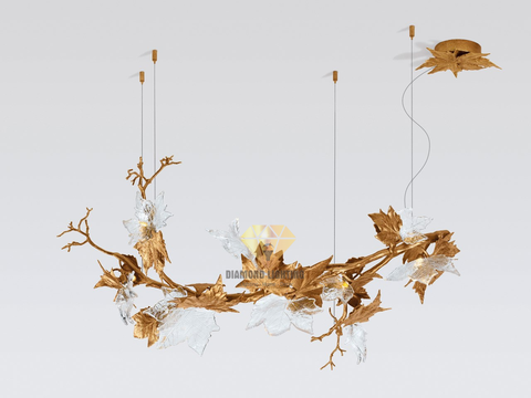 DIAMOND LIGHTING ĐÈN CHÙM SERIPS PHA LÊ LEAVES HIỆN ĐẠI VÀNG - DCSR 910