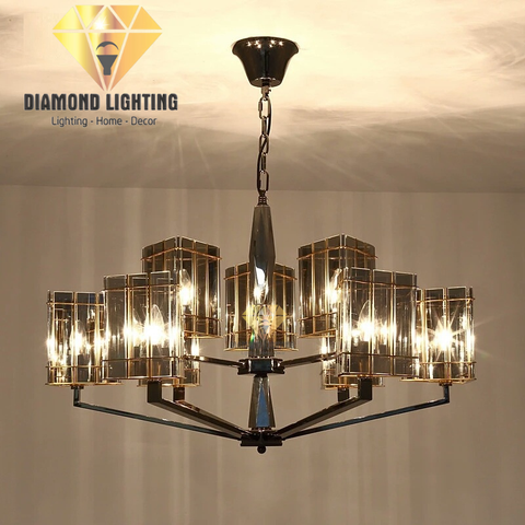 DIAMOND LIGHTING ĐÈN CHÙM PHA LÊ HIỆN ĐẠI ĐEN XÁM - DCCC 2258